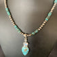 Navajo Pearls Necklace with Blue Mojave Turquoise Moon Pendant | Authentic Native American Sterling Silver | Multi-Stone | 11912