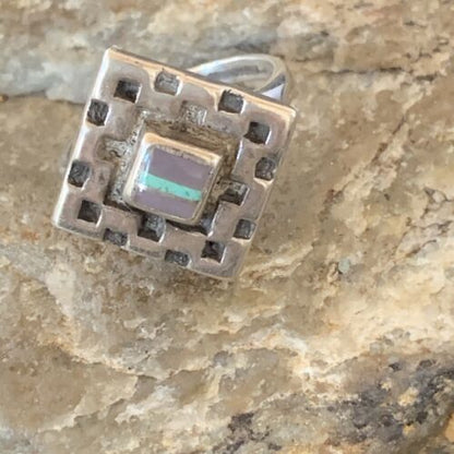 Navajo Blue Turquoise Sugilite Inlay Ring | Sz 5.5 | Sterling Silver | Authentic Native American Handmade | 11285