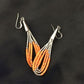 Native American Liquid Silver Heishi Dangle Earrings | Orange Coral | Sterling Silver | 2" | 2033