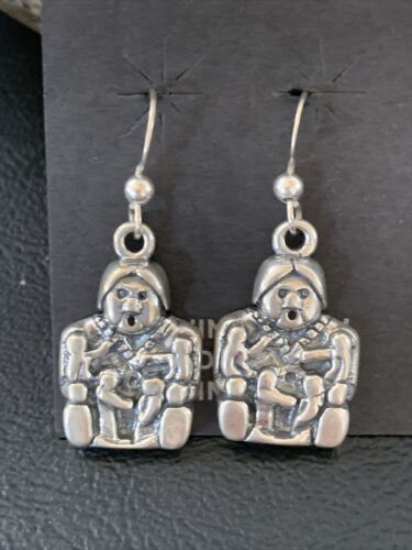 Navajo Storyteller Dangle Earrings | Sterling Silver | 1.5" | Authentic Native American Handmade | 12986
