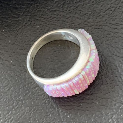 Navajo Pink Opal Inlay Band Ring | Sz 8.5 | Authentic Native American Handmade | 12410