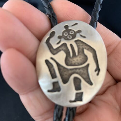Native American Men's Bolo Tie | Hopi Kokopelli | Sterling Silver | 13760
