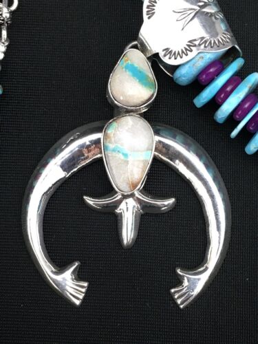 Navajo Boulder Turquoise Pendant with Sugilite Naja | Sterling Silver | 24" Necklace | Authentic Native American Handmade | 1350