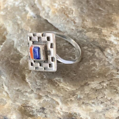 Native American Women's Navajo Blue Lapis Spiny Inlay Ring | Sz 6.5 | 13166 - Masha USA