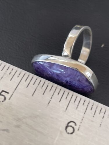 Men's Navajo Purple Charoite Ring | Sterling Silver | Sz 8 Adjustable | Authentic Native American Handmade | 10574