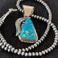 Men's Kingman Turquoise Pendant Necklace | Navajo Pearls | Sterling Silver | Authentic Native American | 4300