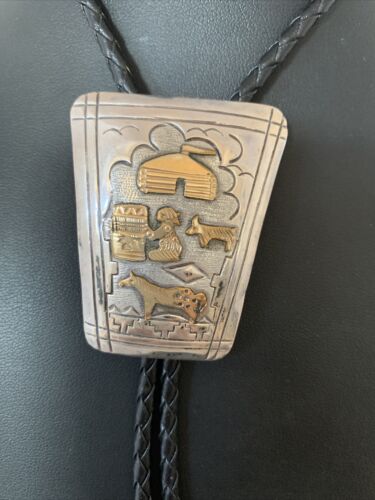 Vintage Navajo Horse Bolo Tie | Sterling Silver | Old Pawn Signed | Authentic Native American Handmade | 02020 - Masha USA