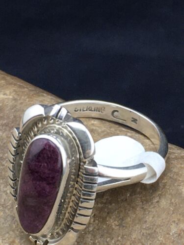 Navajo Purple Spiny Oyster Ring | Sterling Silver | Sz 9.75 | Authentic Native American Handmade | 4532