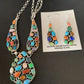 Navajo Multi-Color Turquoise Spiny Necklace & Earring Set | Sterling Silver | 2105