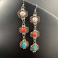 Navajo Spiny, Turquoise & Howlite Dangle Earrings | Sterling Silver | Authentic Native American Handmade | 1614