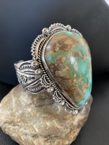 Native American Men's Royston Turquoise Cuff Bracelet | Navajo Sterling Silver | 1415