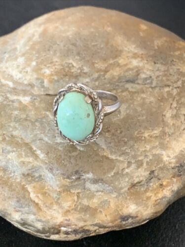 Southwestern Old Pawn Navajo Green Turquoise Ring | Sterling Silver | Sz 6 | 10815