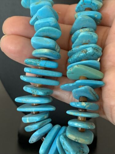 Authentic Native American Navajo Pearl Sterling Silver Shell Turquoise Nugget Necklace | 24" | 00817