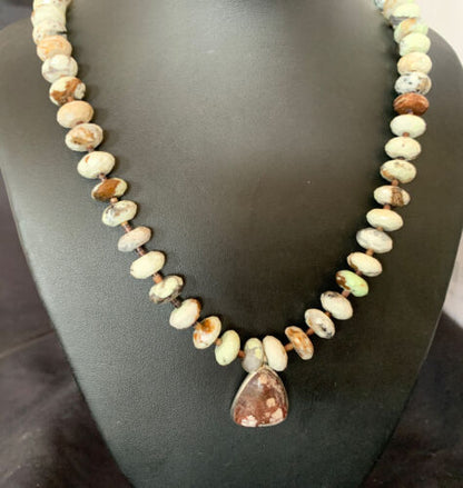 Navajo Wild Horse Turquoise Necklace | Sterling Silver | 21" | Authentic Native American Handmade | 12499
