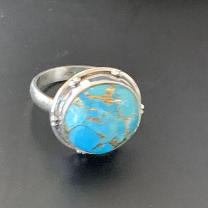 Mojave Blue Turquoise Ring | Navajo Sterling Silver | Sz 6 | Authentic Native American Handmade | 11424
