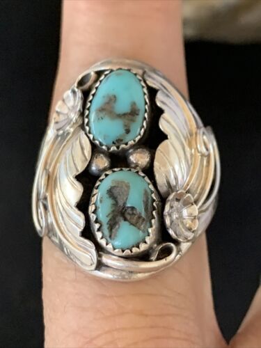 Navajo Kingman Turquoise Multi-Stone Ring | Authentic Native American Sterling Silver | Sz 10 | 14173