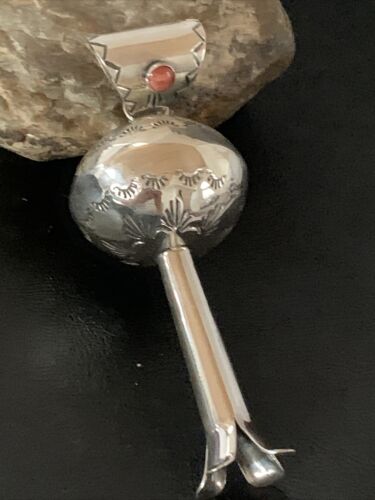 Southwestern Sterling Silver Spiny Oyster Naja Necklace Pendant | 4" | Navajo Handmade | 10455
