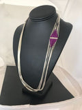 Native American Sugilite Heishi Tubes Necklace | 10 Strand Liquid Sterling Silver | 8561