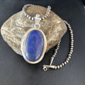 Native American Men's Navajo Pearls Necklace Pendant | Sterling Silver Lapis | 14466