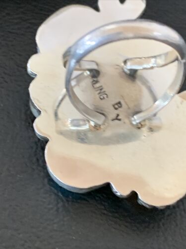 Native American Navajo Sterling Silver Ring | Blue Turquoise & Spiny Oyster | Multi-Stone | Sz 9.5 | 02160