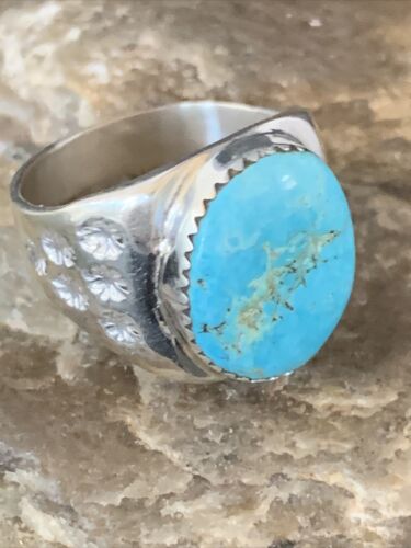 Southwestern Navajo Blue Kingman Turquoise Ring | Sterling Silver | Sz 11 | 14140