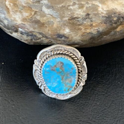 Navajo Blue Kingman Turquoise Ring | Sterling Silver | Sz 8 | Authentic Native American Handmade | 12960