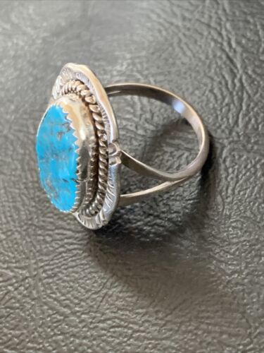Southwestern Navajo Blue Kingman Turquoise Ring | Sterling Silver | Sz 9 | 12215