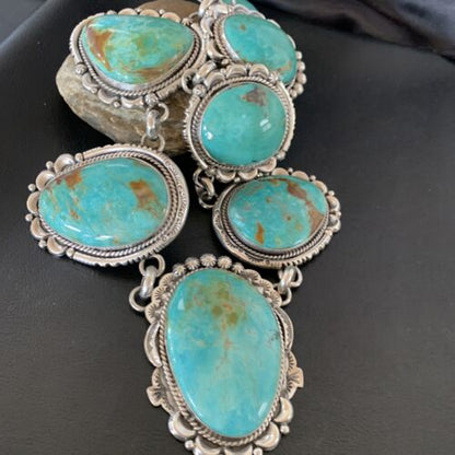 Navajo Royston Turquoise Choker Necklace | Sterling Silver | Authentic Native American Handmade | 11600