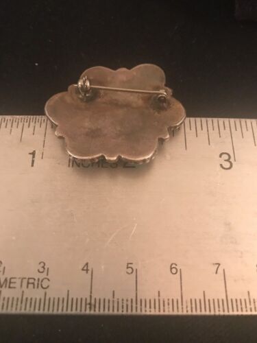 Native American Kingman Turquoise Cluster Pin | Navajo Sterling Silver | 8017