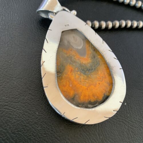 Navajo Pearls Sterling Silver Bumblebee Jasper Necklace Pendant | 21" | 10545