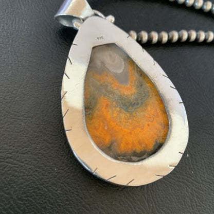 Navajo Pearls Sterling Silver Bumblebee Jasper Necklace Pendant | 21" | 10545