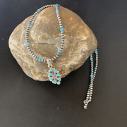 Zuni Blue Turquoise Multi-Stone Pendant | Authentic Native American Sterling Silver | Multi-Stone | 12059