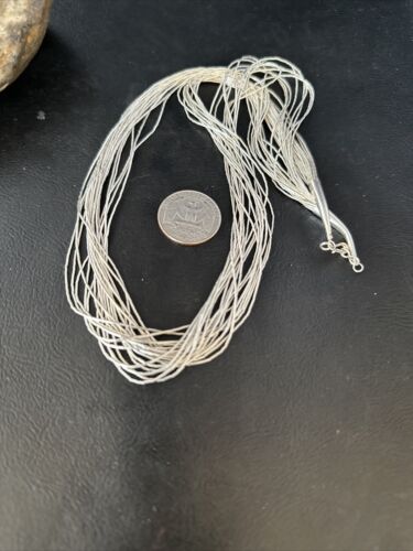 Handmade Liquid Heishi Necklace | 20 Strands Sterling Silver | 22" Silver Tubes | 14708