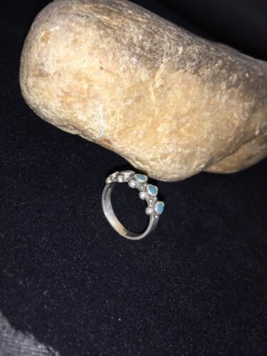 Navajo Women's Blue Turquoise Ring | Sterling Silver | Sz 6.25 | Authentic Native American Handmade | 01785