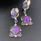 Navajo Purple Sugilite Dangle Post Earrings | Sterling Silver | 2" | Authentic Native American Handmade | 1524