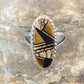 Navajo Black Onyx Coffee Tigers Eye Inlay Ring | Sterling Silver | Sz 8.5 | 10733