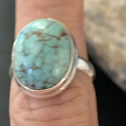 Navajo Blue Turquoise Ring | Sterling Silver | Sz 6 | Authentic Native American Handmade | 11427
