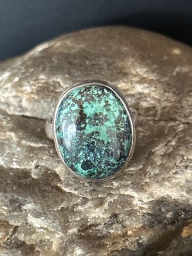 Native American Old Pawn Blue Turquoise Ring | Sterling Silver | Sz 8.5 | 14268