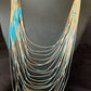 Turquoise Liquid Silver Heishi Necklace | 20 Strand Sterling Tube Pendant | Native American Handmade | 12296