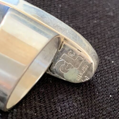 Southwestern Navajo Cinnabrite Ring | White Black | Sterling Silver | Sz 7.5 | 1558