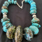 Men's Navajo Pearl Sterling Silver & Natural Blue Turquoise Graduated Necklace | Authentic Native American | 21"