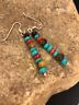 Navajo Sterling Silver Turquoise Tigers Eye Coral Earrings | Southwestern Native American