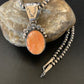 Navajo Orange Spiny Oyster Pendant Necklace | Sterling Silver | Authentic Native American Handmade | 13083