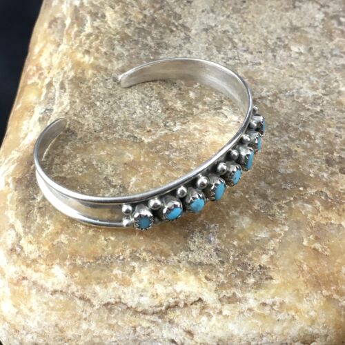 Children's Navajo Blue Turquoise Bracelet | Sterling Silver | Authentic Native American Handmade | 10183