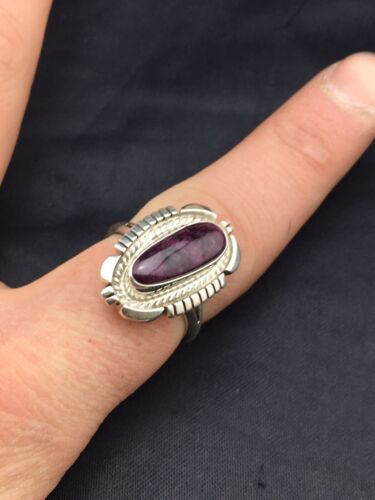Navajo Purple Spiny Oyster Ring | Sterling Silver | Sz 9.75 | Authentic Native American Handmade | 4532