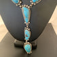 Navajo Kingman Turquoise Pendant Lariat Necklace | Sterling Silver Navajo Pearls | 1188