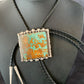 Navajo Green Royston Turquoise Bolo Tie | Sterling Silver | Authentic Native American Handmade | 12883