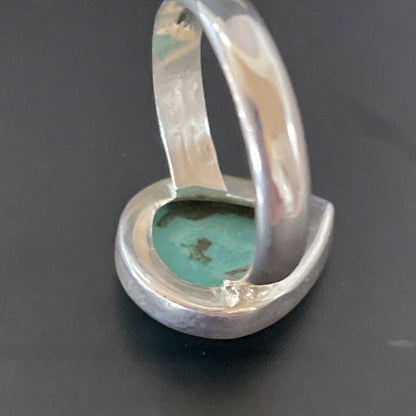 Navajo Sterling Silver Natural Blue Turquoise Ring | Sz 9 | Authentic Native American Handmade | 11436 - Masha USA