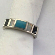 Southwestern Navajo Opal & Turquoise Inlay Ring | Sterling Silver | Sz 6 | 01719