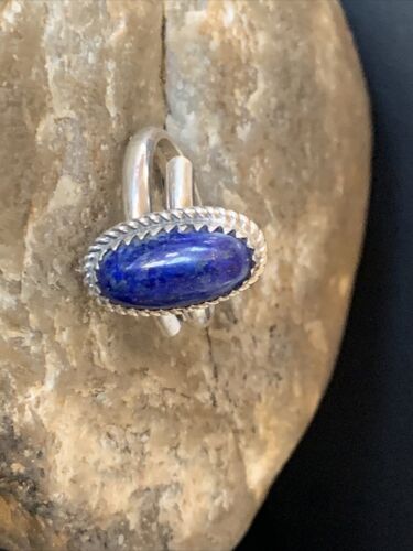 Women's Adjustable Navajo Lapis Lazuli Ring | Sterling Silver | Sz 6.5 | Authentic Native American Handmade | 12449